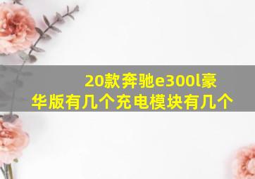 20款奔驰e300l豪华版有几个充电模块有几个