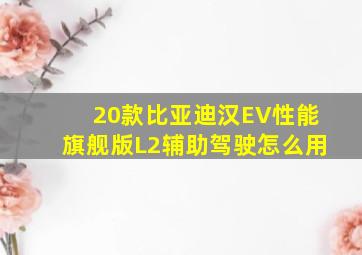 20款比亚迪汉EV性能旗舰版L2辅助驾驶怎么用