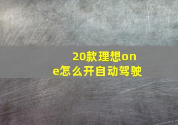 20款理想one怎么开自动驾驶