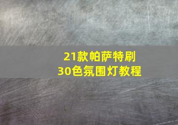 21款帕萨特刷30色氛围灯教程