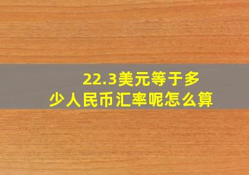 22.3美元等于多少人民币汇率呢怎么算