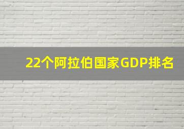 22个阿拉伯国家GDP排名