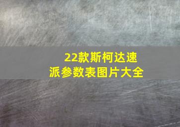 22款斯柯达速派参数表图片大全