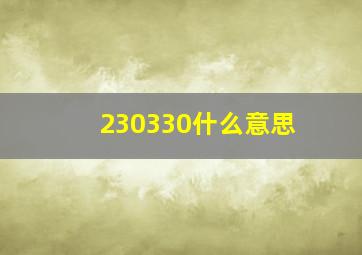 230330什么意思