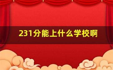 231分能上什么学校啊