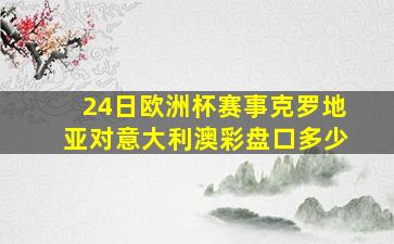 24日欧洲杯赛事克罗地亚对意大利澳彩盘口多少