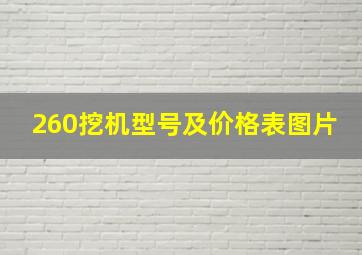 260挖机型号及价格表图片