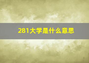 281大学是什么意思