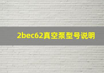 2bec62真空泵型号说明