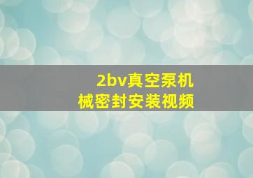 2bv真空泵机械密封安装视频