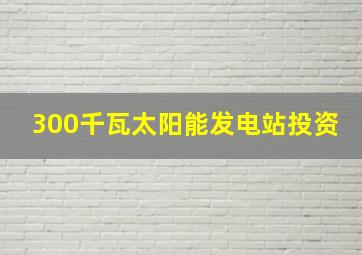 300千瓦太阳能发电站投资