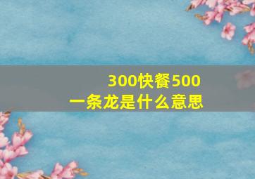 300快餐500一条龙是什么意思