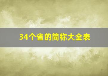 34个省的简称大全表