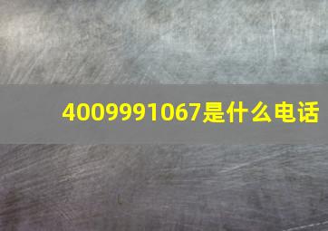 4009991067是什么电话