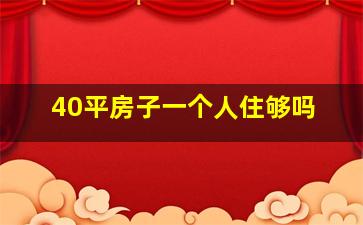 40平房子一个人住够吗