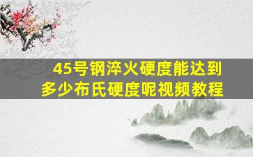 45号钢淬火硬度能达到多少布氏硬度呢视频教程