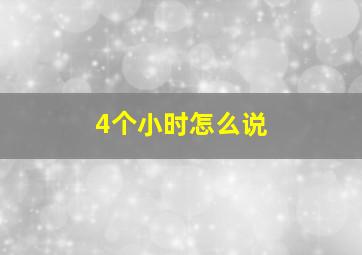 4个小时怎么说