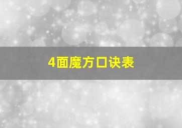 4面魔方口诀表