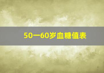 50一60岁血糖值表