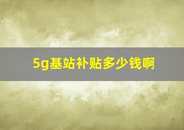 5g基站补贴多少钱啊