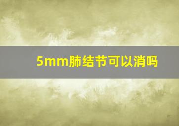 5mm肺结节可以消吗