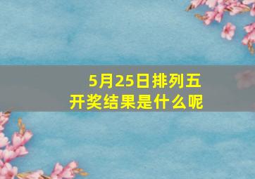 5月25日排列五开奖结果是什么呢