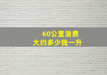 60公里油费大约多少钱一升