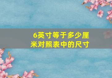 6英寸等于多少厘米对照表中的尺寸