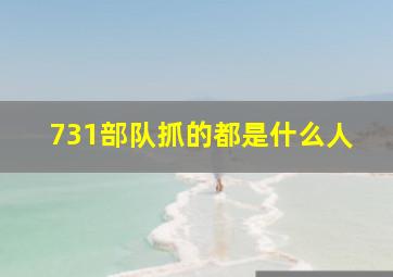 731部队抓的都是什么人