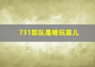 731部队是啥玩意儿