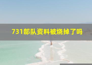 731部队资料被烧掉了吗