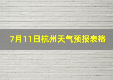 7月11日杭州天气预报表格