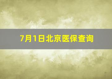 7月1日北京医保查询