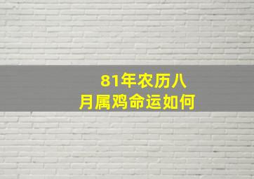 81年农历八月属鸡命运如何