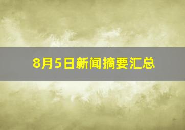 8月5日新闻摘要汇总