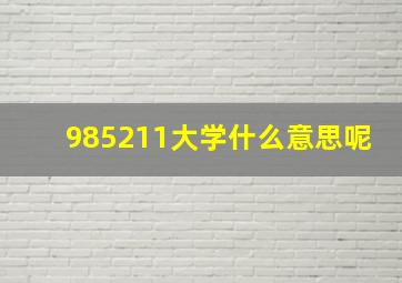 985211大学什么意思呢