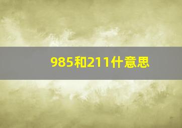 985和211什意思