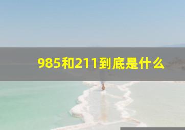 985和211到底是什么