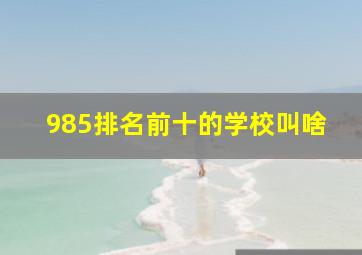 985排名前十的学校叫啥