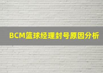 BCM篮球经理封号原因分析