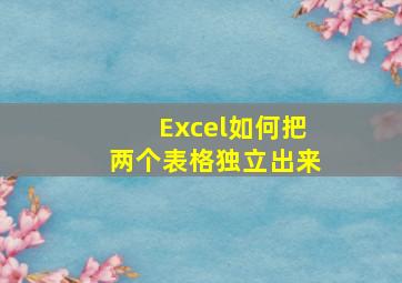 Excel如何把两个表格独立出来