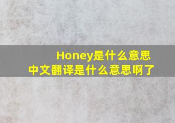 Honey是什么意思中文翻译是什么意思啊了