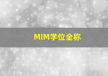 MIM学位全称