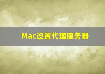 Mac设置代理服务器