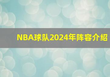 NBA球队2024年阵容介绍