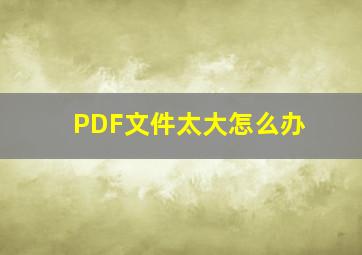 PDF文件太大怎么办