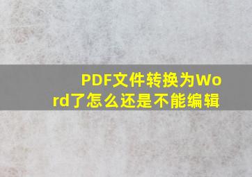 PDF文件转换为Word了怎么还是不能编辑