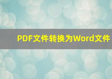 PDF文件转换为Word文件