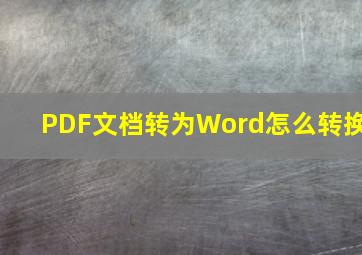 PDF文档转为Word怎么转换