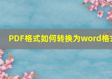 PDF格式如何转换为word格式